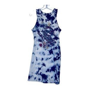 Fashion Nova Blue and White Halter Sheath Mini Dress